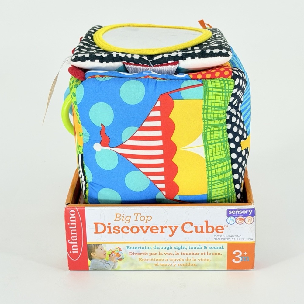 Infantino Big Top Discovery Cube Sensory Activity Soft Baby Toy New‎ 3+ Months